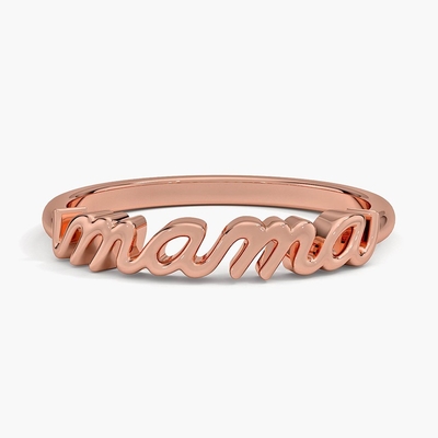 Classic 925 Sterling Silver14K Gold Highly Polished MAMA Women Rings In Minimalist Design (Vòng nhẫn nữ MAMA được đánh bóng cao với thiết kế tối giản)