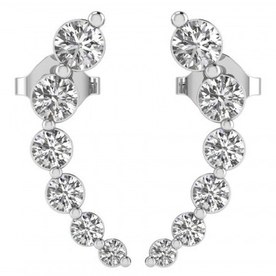 Tay làm trắng hình khối Zircon Crawler 925 Sterling bạc Stud Bàn tai vàng hoa hồng bọc