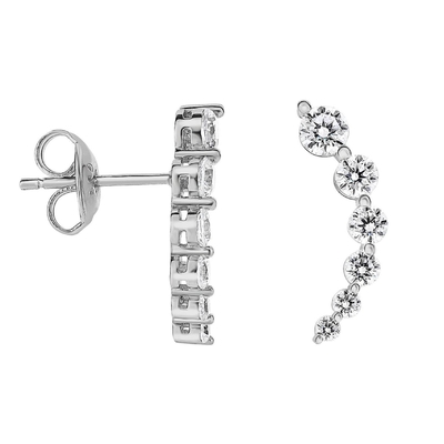 Tay làm trắng hình khối Zircon Crawler 925 Sterling bạc Stud Bàn tai vàng hoa hồng bọc
