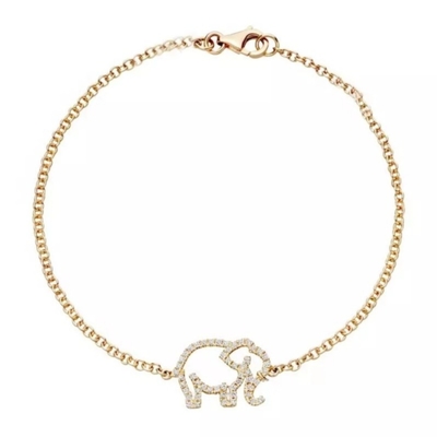 925 Sterling Silver Elephant Bracelet với công nghệ Micro Insert và White Diamond CZ