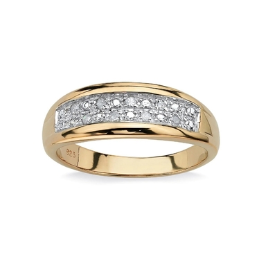 Bạc / đồng đàn ông Prong Set Nhẫn cưới kim cương trong 18k vàng bọc với kim cương Pave