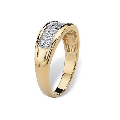 Bạc / đồng đàn ông Prong Set Nhẫn cưới kim cương trong 18k vàng bọc với kim cương Pave