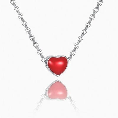 Rhodium bọc trái tim nhỏ màu hồng Ngày Valentine nữ 925 Sterling bạc dây chuyền