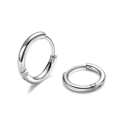 Đơn giản là vàng hồng 8mm Hinged Huggie Hoop nhỏ Bàn tai thép không gỉ cho tốt nghiệp