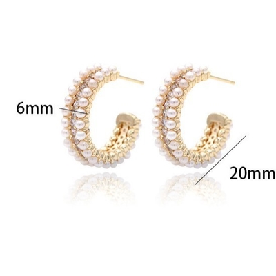 Phụ nữ phụ kiện 925 Sterling bạc Hoop bông tai với mẹ của Pearl Clear CZ