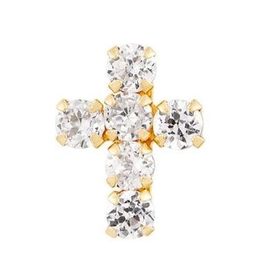 925 Sterling Silver White Cubic Zirconia Cross Button Stud Bàn tai bằng vàng 18K