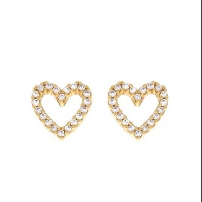 Đồng / đồng / 925 Sterling Silver Heart Stud Bàn tai với Full Pave CZ Heart kích thước 8mm