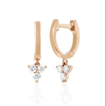 14K Gold Blossom Mini Huggie Diamond Trio Drop Bàn tai bạc đồ trang sức vật liệu chính