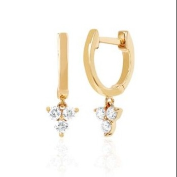 14K Gold Blossom Mini Huggie Diamond Trio Drop Bàn tai bạc đồ trang sức vật liệu chính