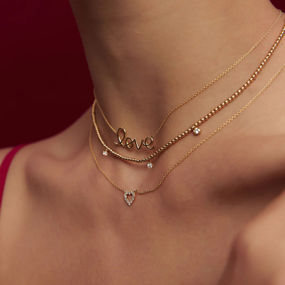 925 Sterling Silver 14K vàng đính dây chuyền tình yêu cho phụ nữ quà Valentine