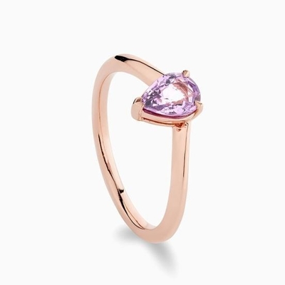 Vàng hồng 925 Sterling Silver Pear Cut Purple Sapphire Curved Stackable Ring