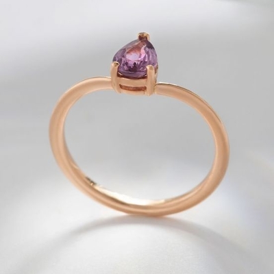 Vàng hồng 925 Sterling Silver Pear Cut Purple Sapphire Curved Stackable Ring