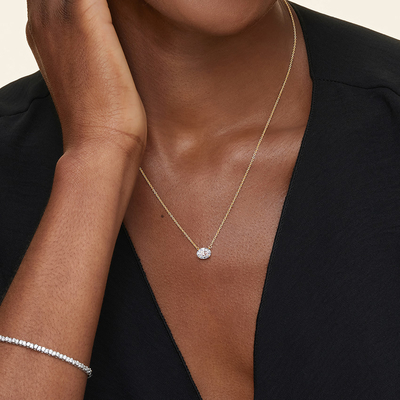 Xương hình bầu dục cắt 5A Trắng hình khối Zirconia Đá đá quý lấp lánh Anh dây chuyền cho phụ nữ đồ trang sức cổ điển