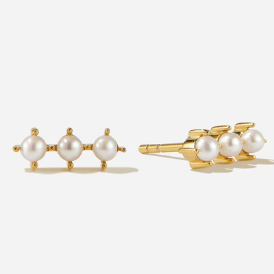 18K vàng bọc ngọc trai Stud tai bạc Sterling với logo tùy chỉnh