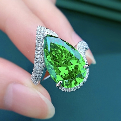 Vòng nhẫn kim cương cao cấp CZ Real 925 Sterling bạc đồ trang sức thủ công cho phụ nữ