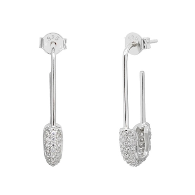 Phụ nữ Hoop Bắt tai bằng bạc 925 với Clear CZ Kim cương vàng vàng vàng Brazil đồ trang sức
