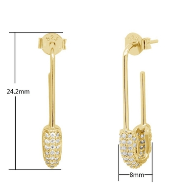 Phụ nữ Hoop Bắt tai bằng bạc 925 với Clear CZ Kim cương vàng vàng vàng Brazil đồ trang sức