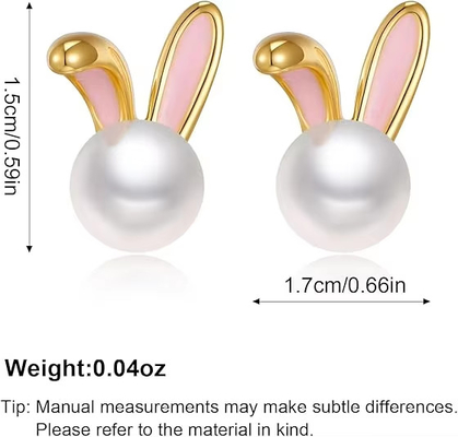 Thỏ Phục sinh Mũi tai ngọc trai Đẹp Zircon Studs Thỏ cà rốt Quý vị ngọt ngào đồ trang sức quà tặng