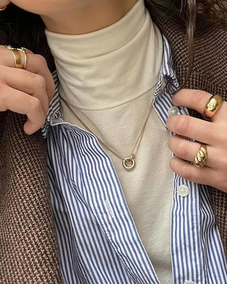 Chiếc vòng cổ tròn tinh tế, 14k vàng bọc 925 Sterling bạc đan xen vòng cổ tròn cho phụ nữ, Matte vòng cổ