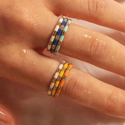 Vòng đúc hình khối thủ công 18K vàng bọc 925 Sterling bạc với men trắng hình khối Zirconia đồ trang sức tối giản tặng phụ nữ