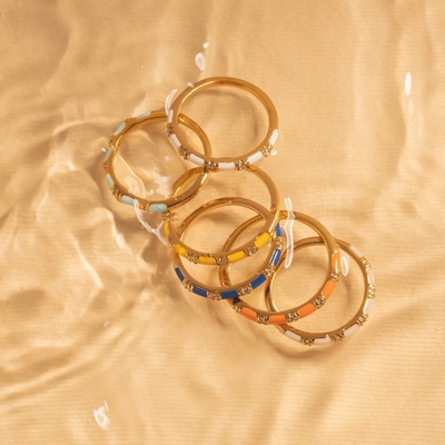 Vòng đúc hình khối thủ công 18K vàng bọc 925 Sterling bạc với men trắng hình khối Zirconia đồ trang sức tối giản tặng phụ nữ