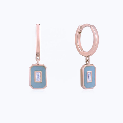 Baguette CZ & Mái tai vòng xoắn ốp kim loại 925 bạc 18K vàng bọc, đồ trang sức thủ công cho phụ nữ