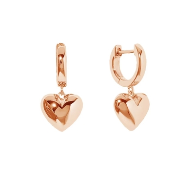 18K vàng bọc nước mắt rỗng Stud trái tim Dangle bông tai cho dịp quà tặng