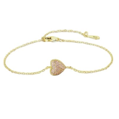 925 Sterling Silver Heart Bracelet với Zircon cho phụ nữ