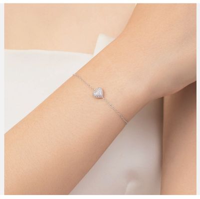 925 Sterling Silver Heart Bracelet với Zircon cho phụ nữ