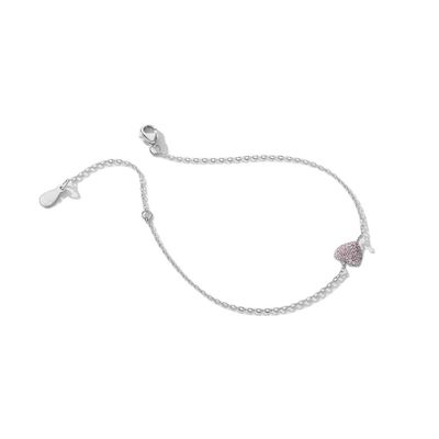 925 Sterling Silver Heart Bracelet với Zircon cho phụ nữ