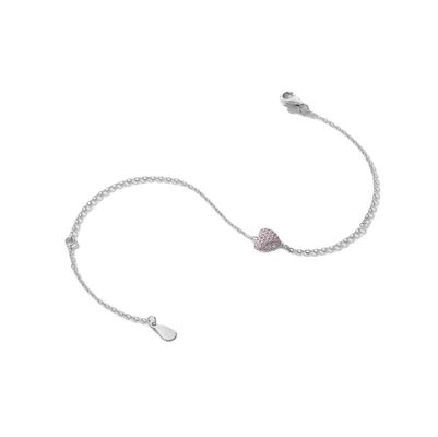 925 Sterling Silver Heart Bracelet với Zircon cho phụ nữ