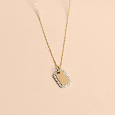 925 Sterling Silver Gold Rhodium Plated Zircon khắc vòng cổ