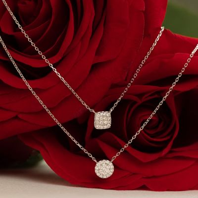 Vòng cổ mặt dây chuyền hình vuông bằng bạc 925 mạ vàng 18K đính đá Cubic Zirconia