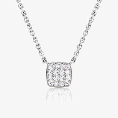 Vòng cổ mặt dây chuyền hình vuông bằng bạc 925 mạ vàng 18K đính đá Cubic Zirconia