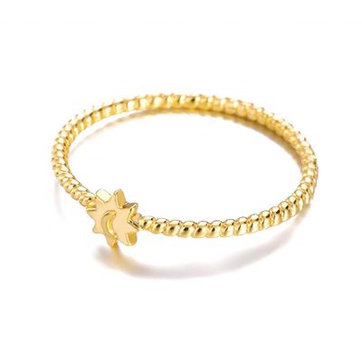 Nhẫn mặt trăng mặt trời bằng bạc 925 mạ vàng 18K, trang sức unisex