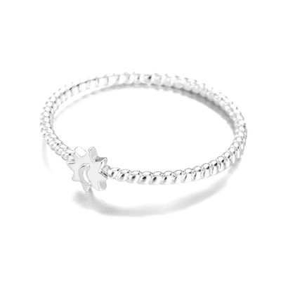 Nhẫn mặt trăng mặt trời bằng bạc 925 mạ vàng 18K, trang sức unisex