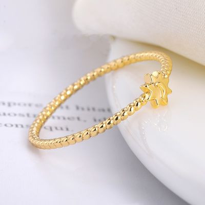 Nhẫn mặt trăng mặt trời bằng bạc 925 mạ vàng 18K, trang sức unisex