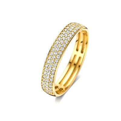 925 Sterling bạc 18K vàng bọc CZ Half Eternity nhẫn cho phụ nữ