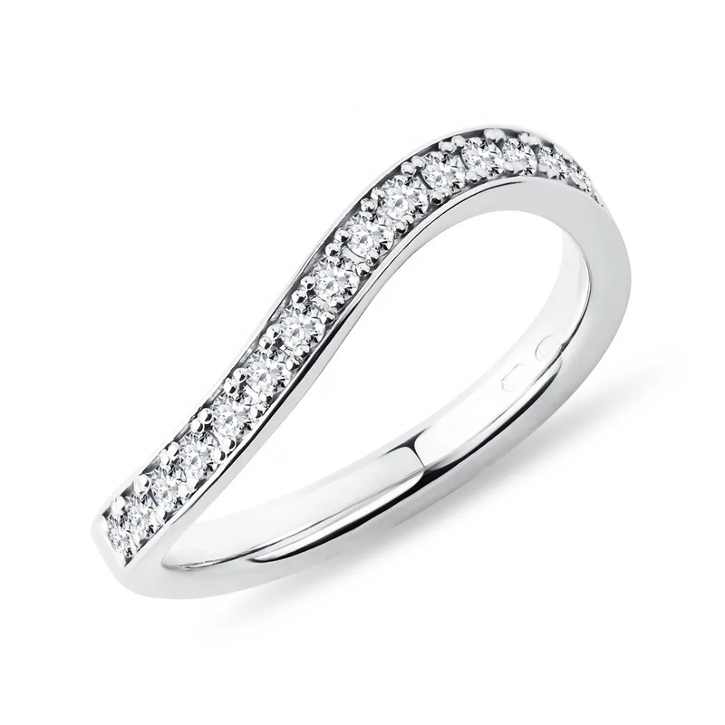925 Sterling bạc vàng trắng kim cương CZ Wave nhẫn cho phụ nữ trang sức tốt OEM / ODM