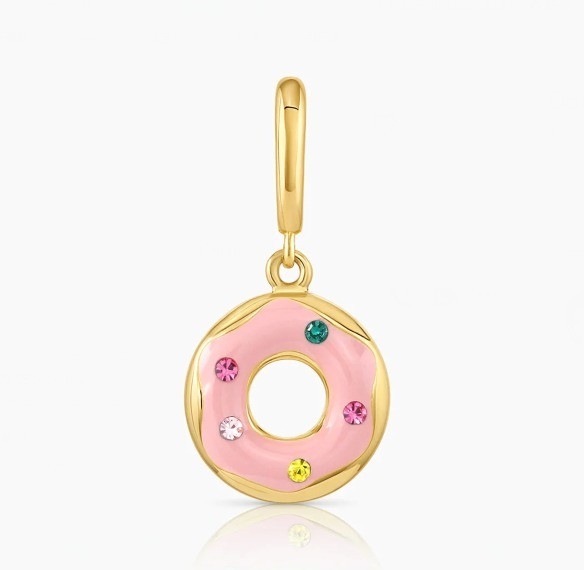 Vàng mạ thiết kế cầu vồng đầy màu sắc nhỏ màu hồng Donut Charm dây chuyền trong 925 Sterling bạc