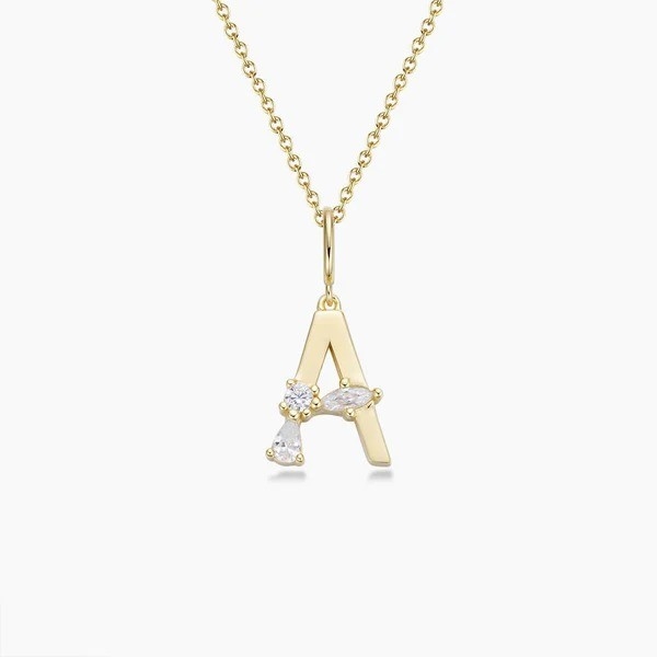 925 Sterling Silver CZ Letter Pendant trong đơn giản là 18K vàng bọc cho đồ trang sức thời trang