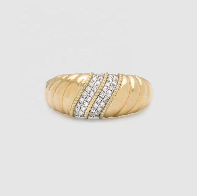 Platinum Plating Round Brilliant Cut Diamond Dome Ring Cho Phụ nữ đồ trang sức tốt OEM / ODM