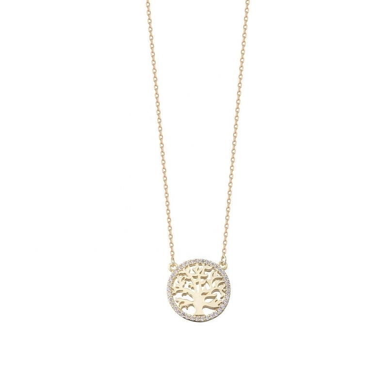 Lễ tiệc 18K vàng bọc Sterling bạc cây của cuộc sống dây chuyền vòng cổ cho phụ nữ
