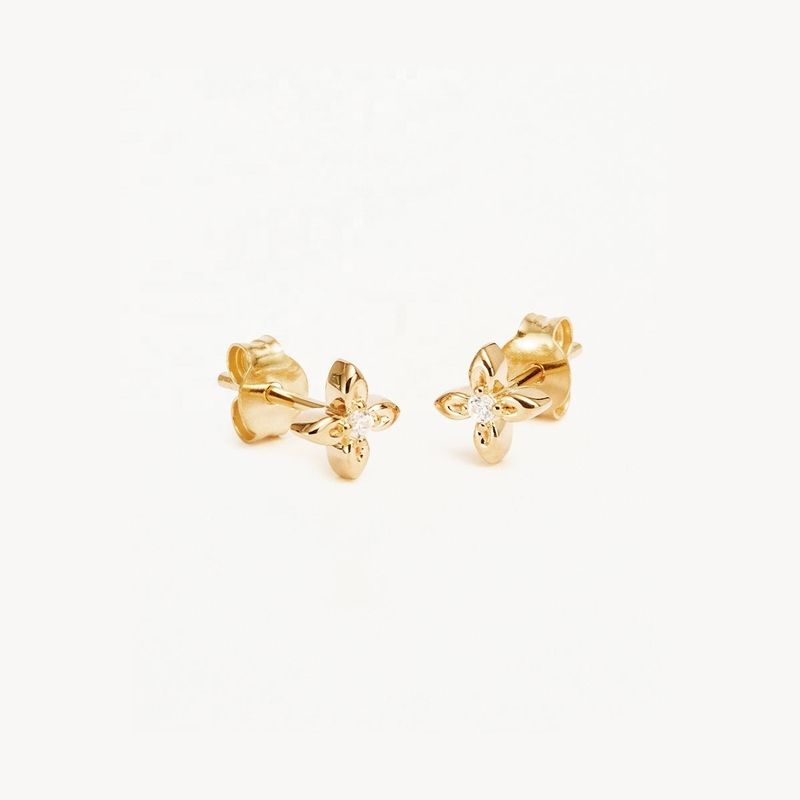 Bông tai nụ hình hoa bằng bạc 925, kích thước nhỏ, thích hợp đeo hàng ngày