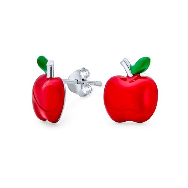 Bàn tai táo nhựa màu đỏ và xanh lá cây tuyệt vời cho bé gái trong 925 Sterling Silver