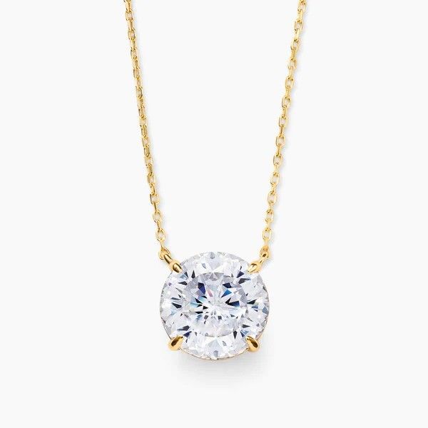 Elegant 18K Gold Plated Round Cut 925 Sterling Silver Necklace for Fashion Jewelry