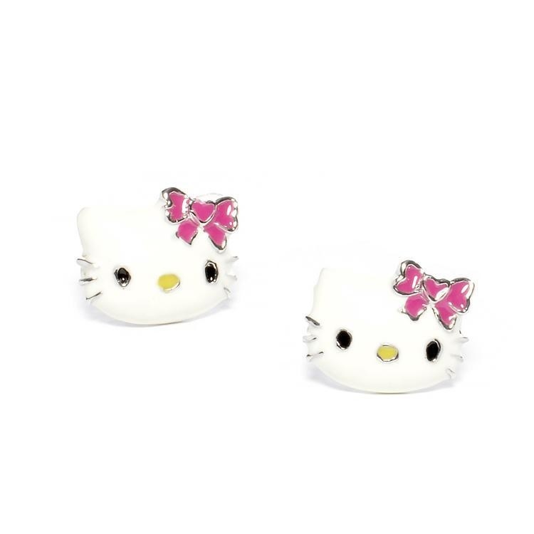 Đá màu sắc mịn mịn Hello Kitty Bàn tai với vàng đen và bọc bạc