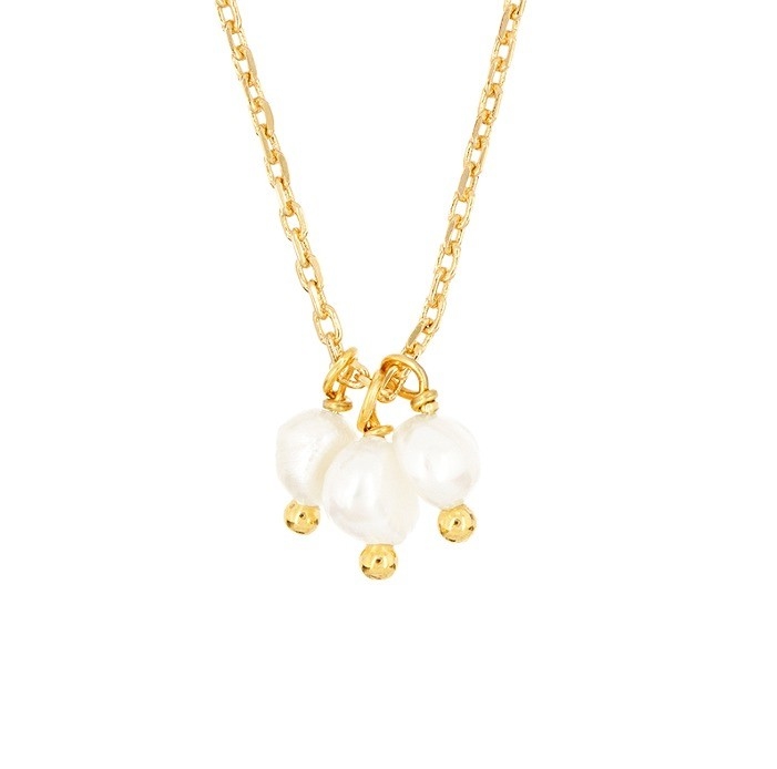 925 Sterling bạc ba ngọc trai nước ngọt quyến rũ dây chuyền vòng cổ cho phụ nữ 16 " 1" 1