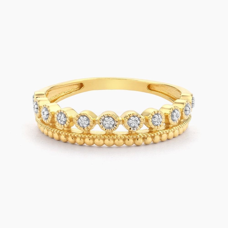 925 Sterling Silver CLASSIC Style bán buôn Nhẫn phụ nữ xếp chồng với hạt mạ vàng