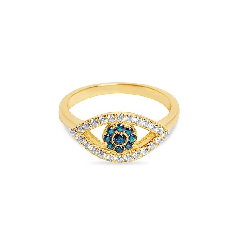 Tùy chỉnh kích cỡ 925 Sterling bạc cắt đứt Pave đúc mắt nhẫn với 18K vàng mạ